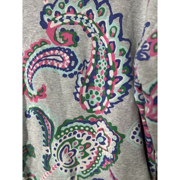 Talbots Grey Paisley Sweatshirt Womens Plus 1X Pop Bold Fanciful High-Low Hem - Picture 3 of 8